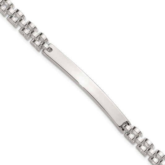 Sterling Silver Polished 4.7mm Fancy Link 8 inch Mens ID Bracelet QID260-8