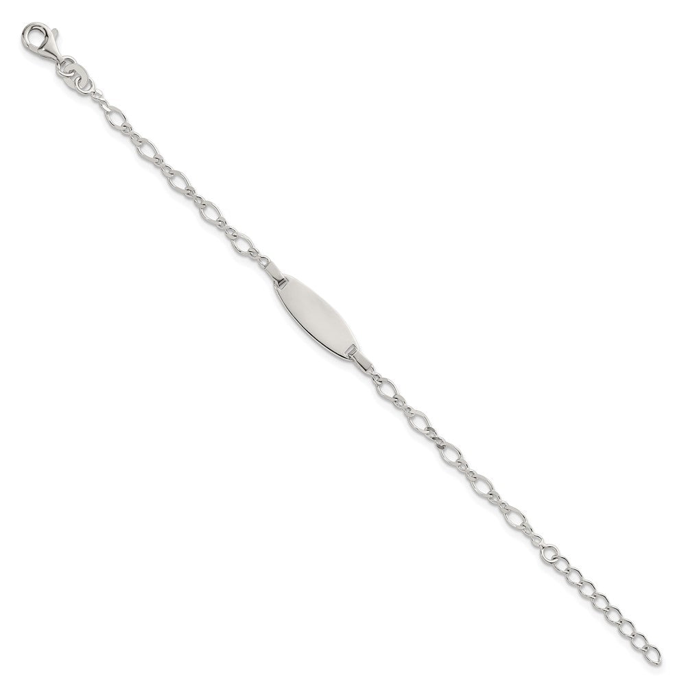 Sterling Silver Polished Fancy Link 5 inch with 1 inch Extension Childrens ID Bracelet QID271-5