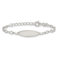Sterling Silver Polished Fancy Link 5 inch with 1 inch Extension Childrens ID Bracelet QID271-5