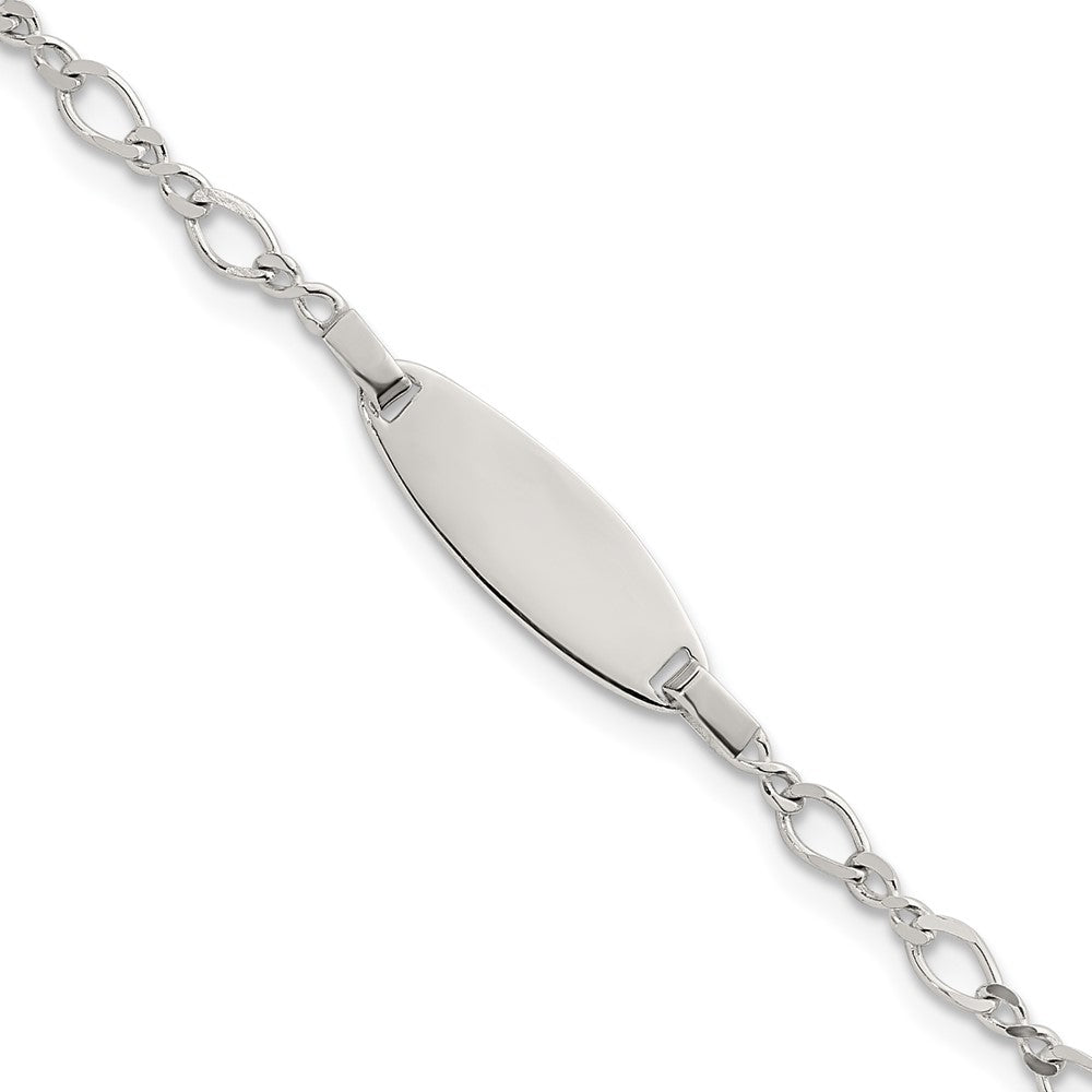 Sterling Silver Polished Fancy Link 5 inch with 1 inch Extension Childrens ID Bracelet QID271-5