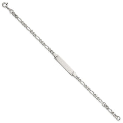 Sterling Silver Polished Figaro Link 6.25 inch with 1 inch Extension Childrens ID Bracelet QID272-6.25