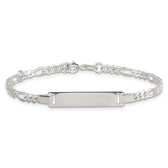 Sterling Silver Polished Figaro Link 6.25 inch with 1 inch Extension Childrens ID Bracelet QID272-6.25