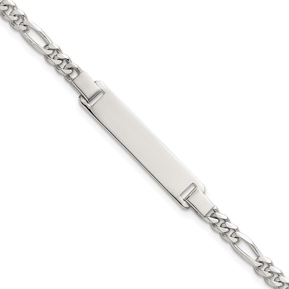 Sterling Silver Polished Figaro Link 6.25 inch with 1 inch Extension Childrens ID Bracelet QID272-6.25