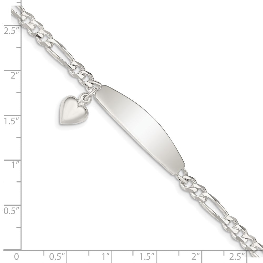 Sterling Silver ID with Heart Figaro Link Bracelet QID4-7