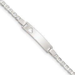 Sterling Silver Baby ID with Cut-out Heart Bracelet QID45-5.5
