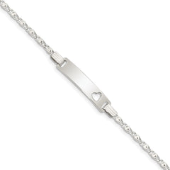 Sterling Silver Baby ID with Cut-out Heart Bracelet QID51-6