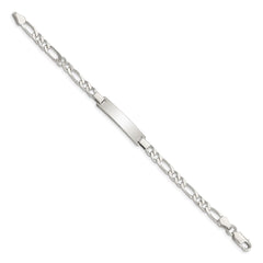 Sterling Silver Engraveable Childrens ID on Figaro Link Bracelet QID57-6