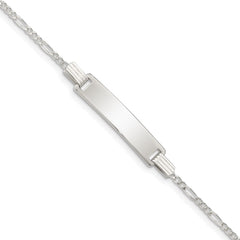 Sterling Silver Engraveable Childrens ID on Figaro Link Bracelet QID63-5.5