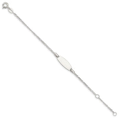 Sterling Silver Childrens 5in Plus 1in Ext ID Figaro Link Bracelet QID65-6