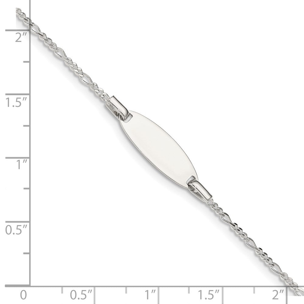 Sterling Silver Childrens 5in Plus 1in Ext ID Figaro Link Bracelet QID65-6