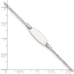 Sterling Silver Childrens 5in Plus 1in Ext ID Figaro Link Bracelet QID65-6