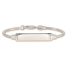 Sterling Silver Engraveable Childrens ID on Box Chain Bracelet QID67-5.5