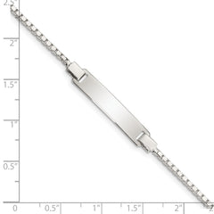Sterling Silver Engraveable Childrens ID on Box Chain Bracelet QID67-5.5
