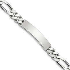 Sterling Silver Polished Engraveable Figaro Link ID Bracelet QID93-8.5