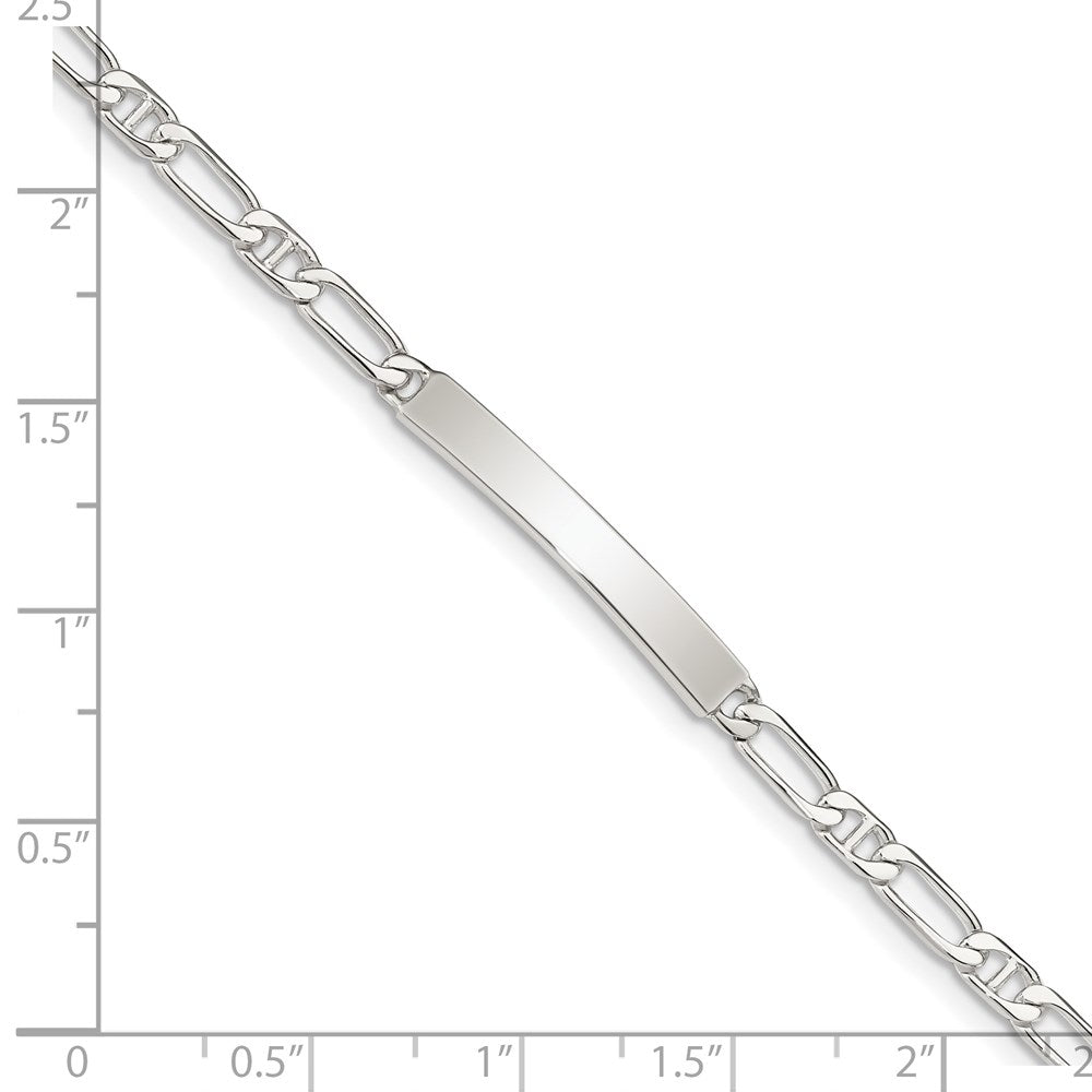 Sterling Silver 8inch Polished Engraveable Anchor Link ID Bracelet QID97-7