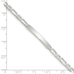 Sterling Silver 8inch Polished Engraveable Anchor Link ID Bracelet QID97-7