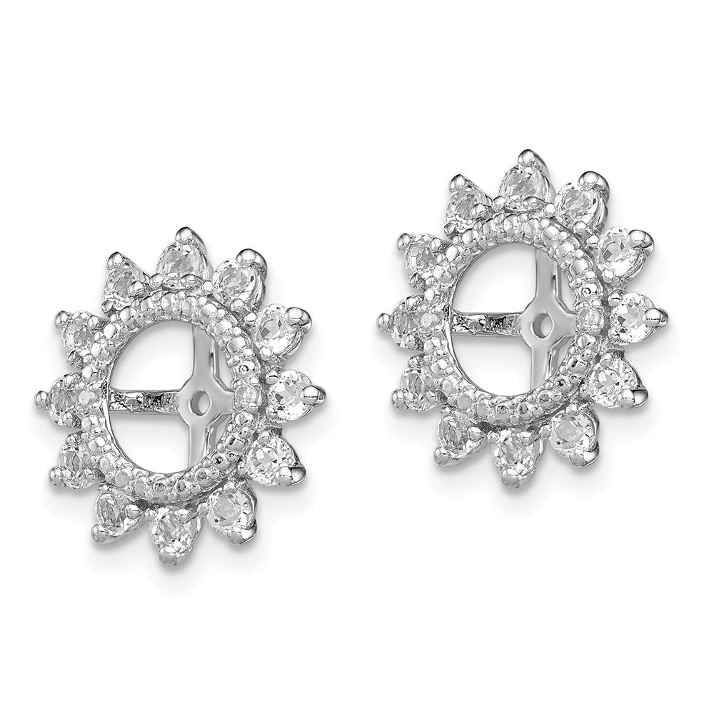 QJ104APR Sterling Silver Rhodium Diam. & White Topaz Earring Jacket