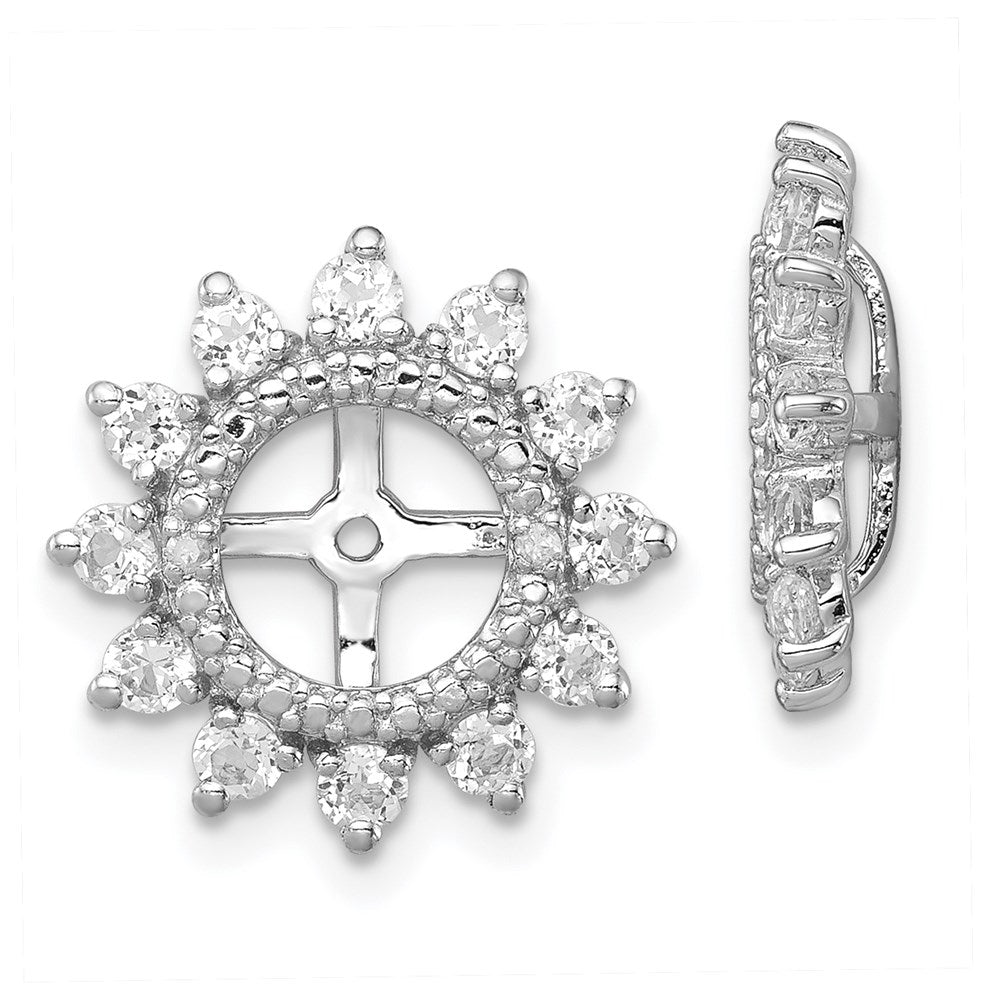 QJ104APR Sterling Silver Rhodium Diam. & White Topaz Earring Jacket