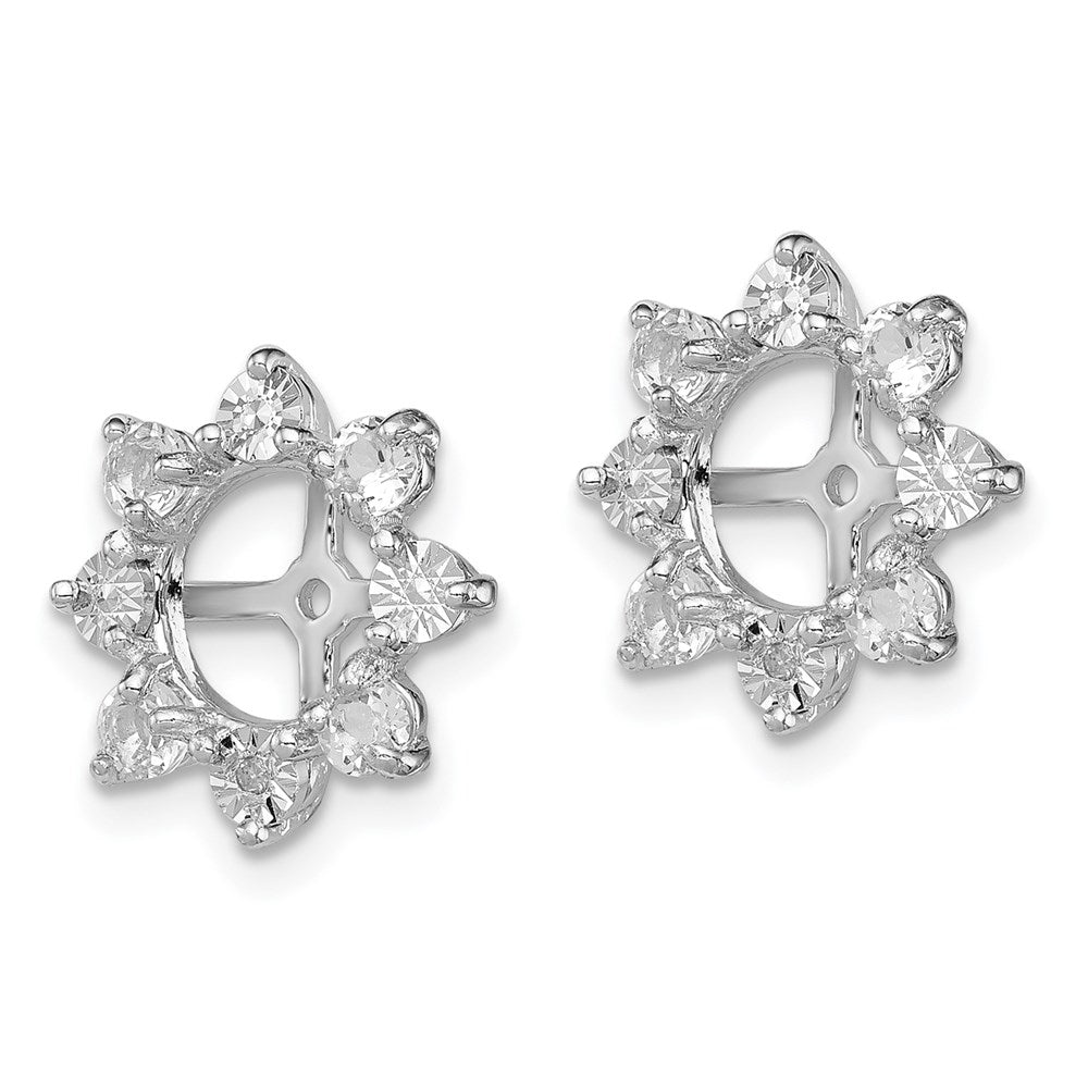 QJ115APR Sterling Silver Rhodium Diam. & White Topaz Earring Jacket