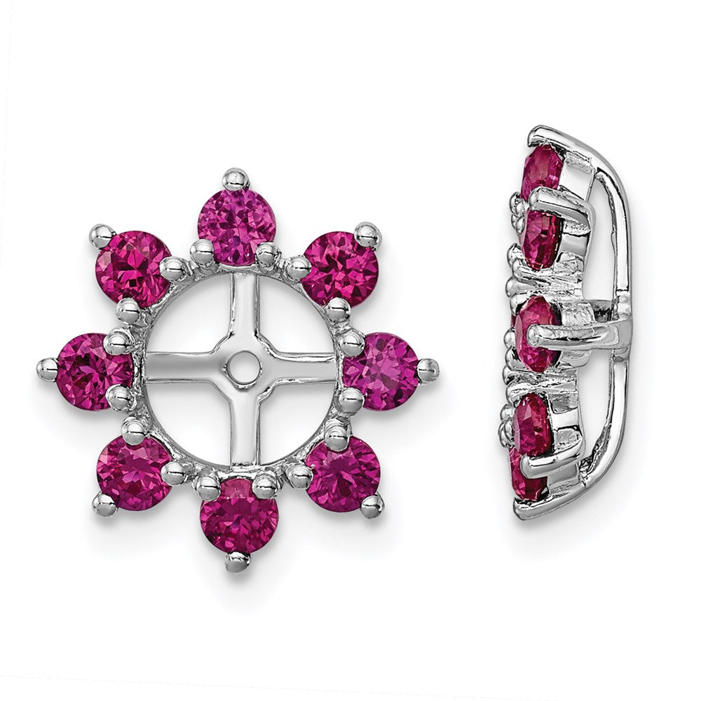 QJ116JUL Sterling Silver Rhodium Created Ruby Earring Jacket