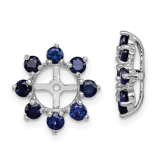 QJ116SEP Sterling Silver Rhodium Created Sapphire Earring Jacket