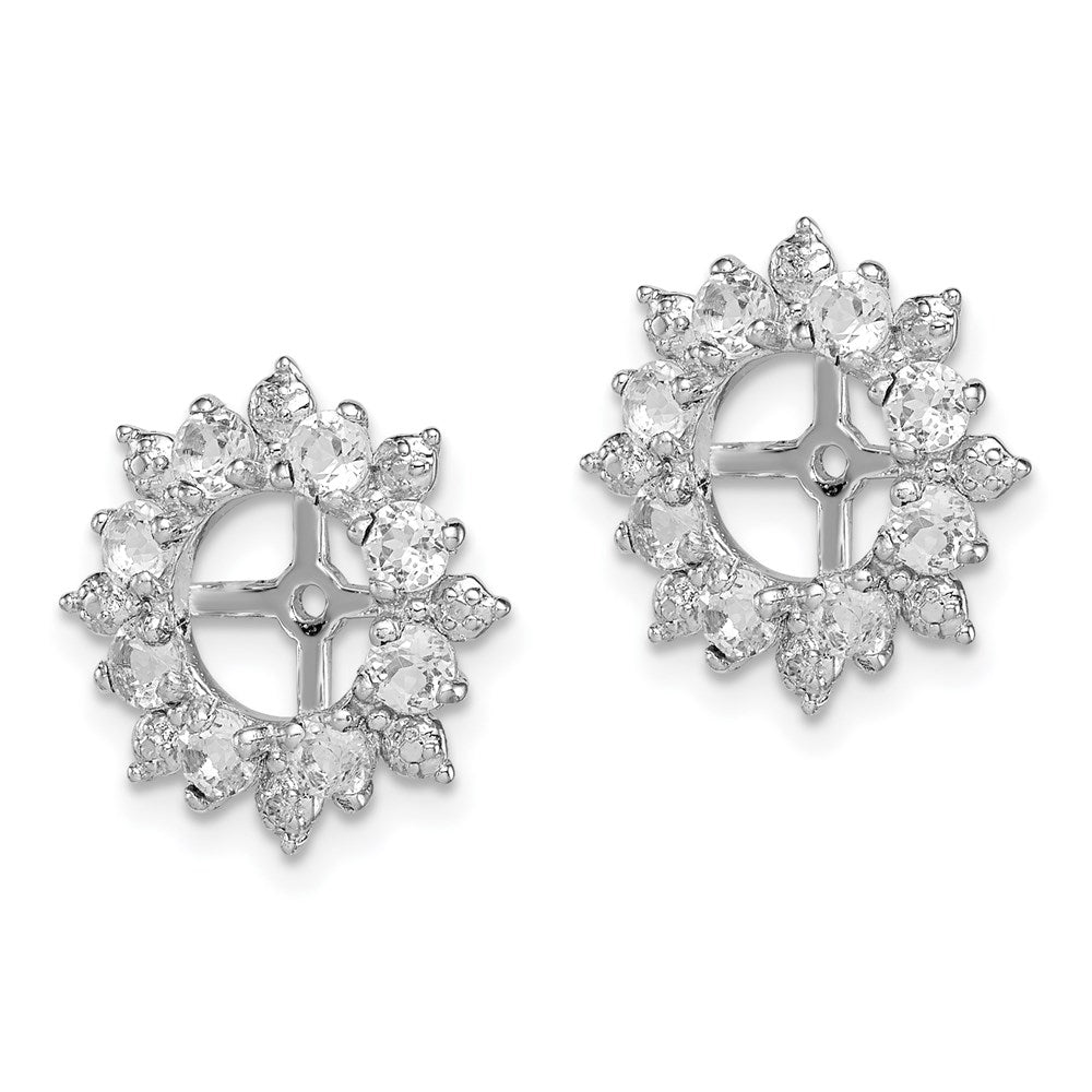 QJ119APR Sterling Silver Rhodium Diam. & White Topaz Earring Jacket