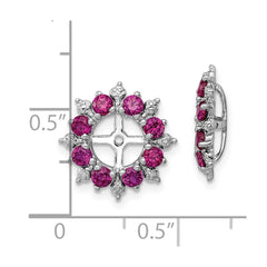 QJ119JUL Sterling Silver Rhodium Diam. & Created Ruby Earring Jacket