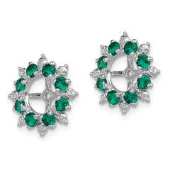 QJ119MAY Sterling Silver Rhodium Diam. & Created Emerald Earring Jacket
