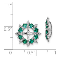 QJ119MAY Sterling Silver Rhodium Diam. & Created Emerald Earring Jacket