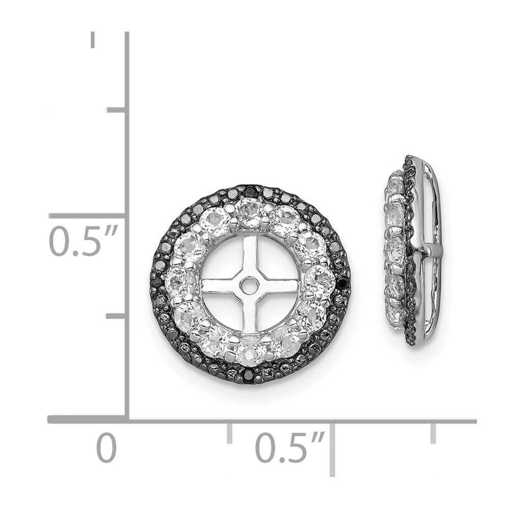 QJ125APR Sterling Silver Rhodium White Topaz & Black Sapphire Earring Jacket