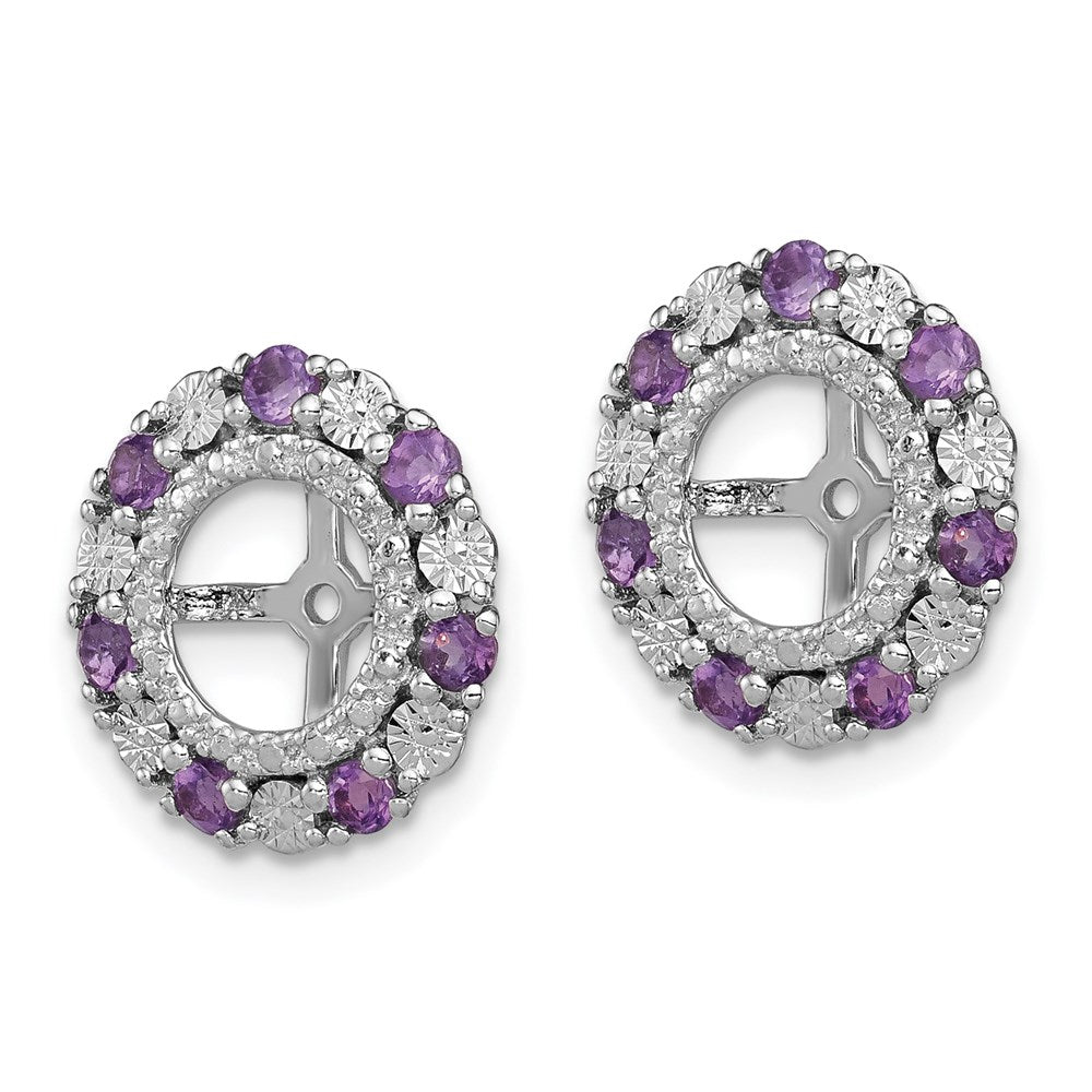 QJ129FEB Sterling Silver Rhodium Amethyst Earring Jacket