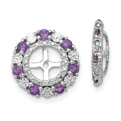 QJ129FEB Sterling Silver Rhodium Amethyst Earring Jacket