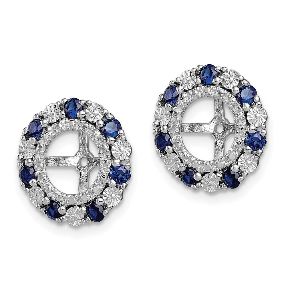 QJ129SEP Sterling Silver Rhodium Created Sapphire Earring Jacket