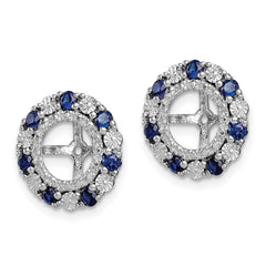 QJ129SEP Sterling Silver Rhodium Created Sapphire Earring Jacket