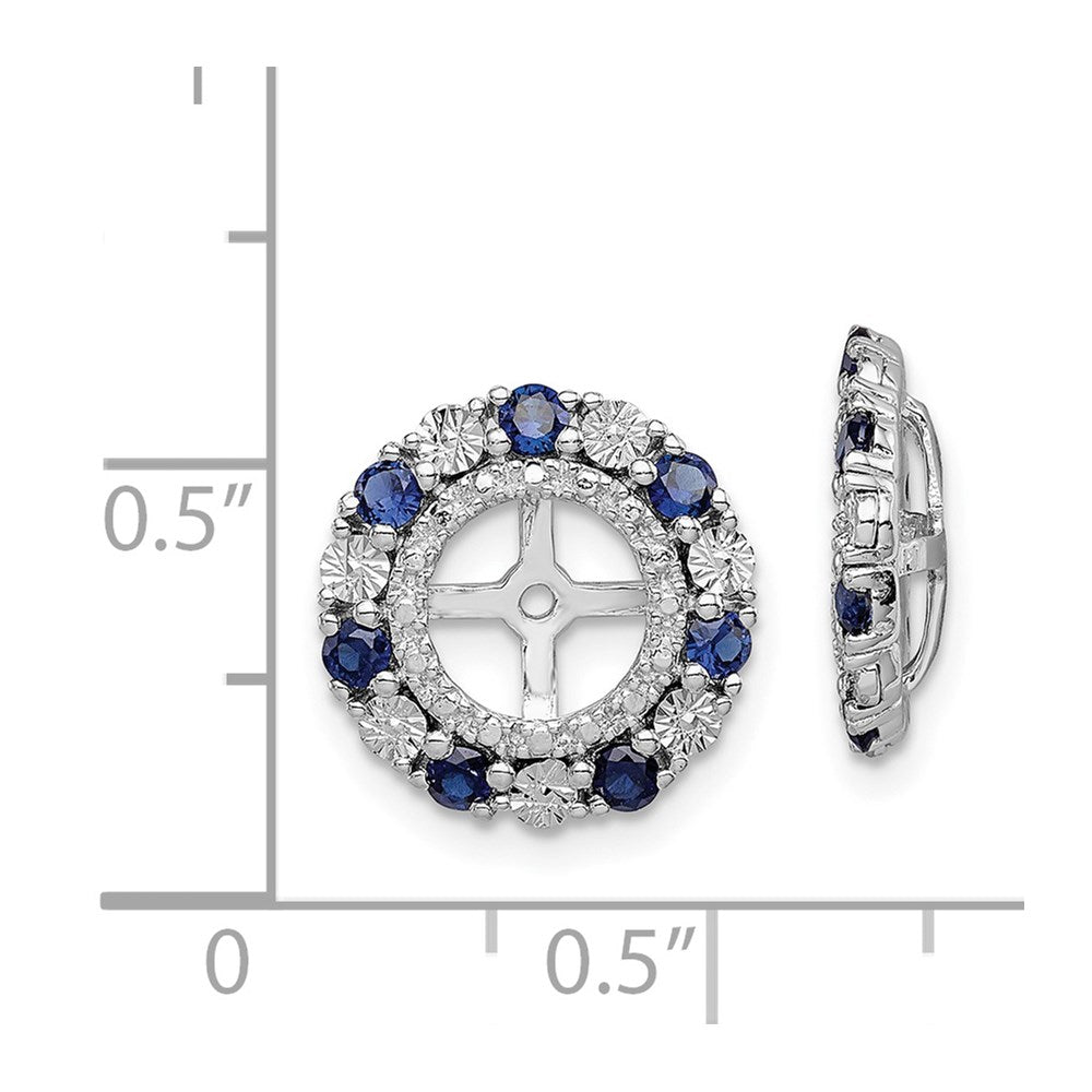 QJ129SEP Sterling Silver Rhodium Created Sapphire Earring Jacket