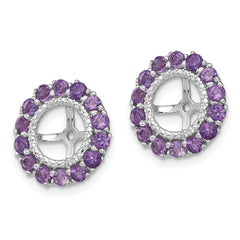 QJ146FEB Sterling Silver Rhodium Diam. & Amethyst Earring Jacket