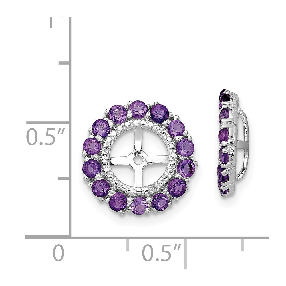 QJ146FEB Sterling Silver Rhodium Diam. & Amethyst Earring Jacket