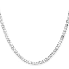 Sterling Silver Rhodium-plated 3.8mm Flat Curb ChainQLB100R