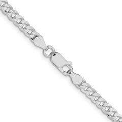 Sterling Silver Rhodium-plated 3.8mm Flat Curb ChainQLB100R