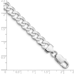 Sterling Silver Rhodium-plated 7.5mm Flat Curb Chain QLB200R-8