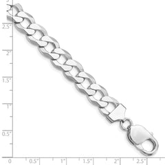 Sterling Silver Rhodium-plated 9.75mm Flat Curb Chain QLB250R-8