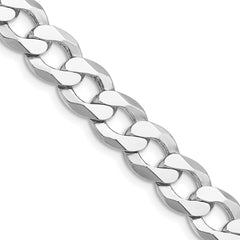 Sterling Silver Rhodium-plated 9.75mm Flat Curb ChainQLB250R