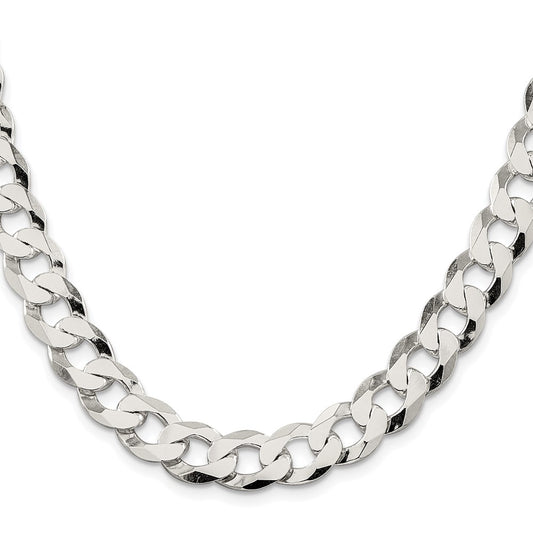 Sterling Silver Rhodium-plated 11.75mm Flat Curb ChainQLB300R