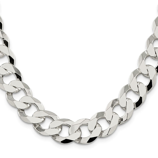 Sterling Silver 14mm Flat Curb ChainQLB350