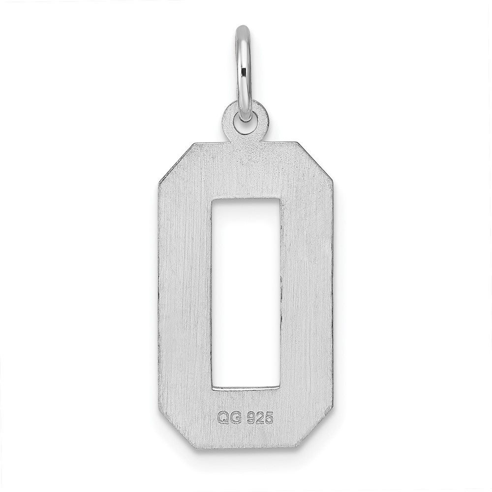 Sterling Silver Rhodium-plated Large Diamond-cut #0 Charm QLN00