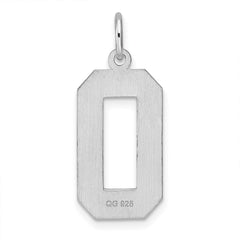 Sterling Silver Rhodium-plated Large Diamond-cut #0 Charm QLN00