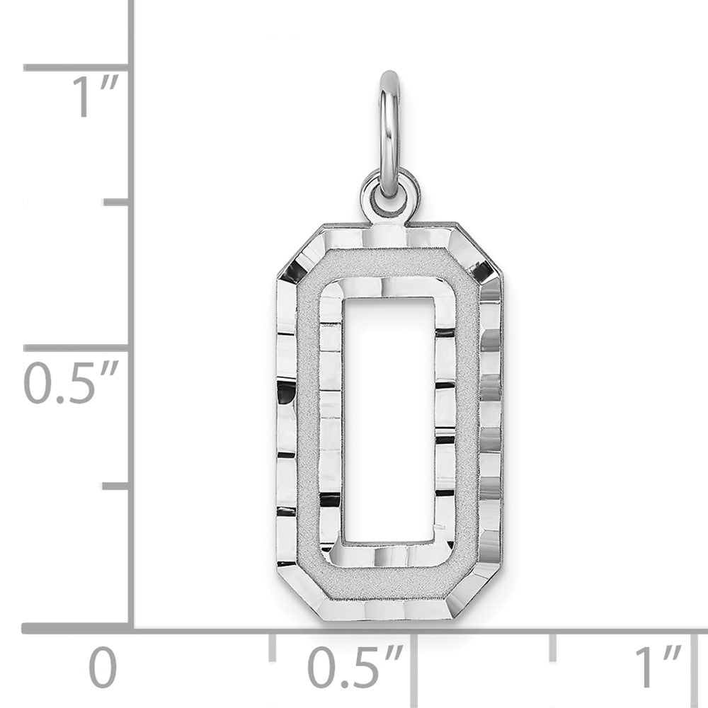 Sterling Silver Rhodium-plated Large Diamond-cut #0 Charm QLN00