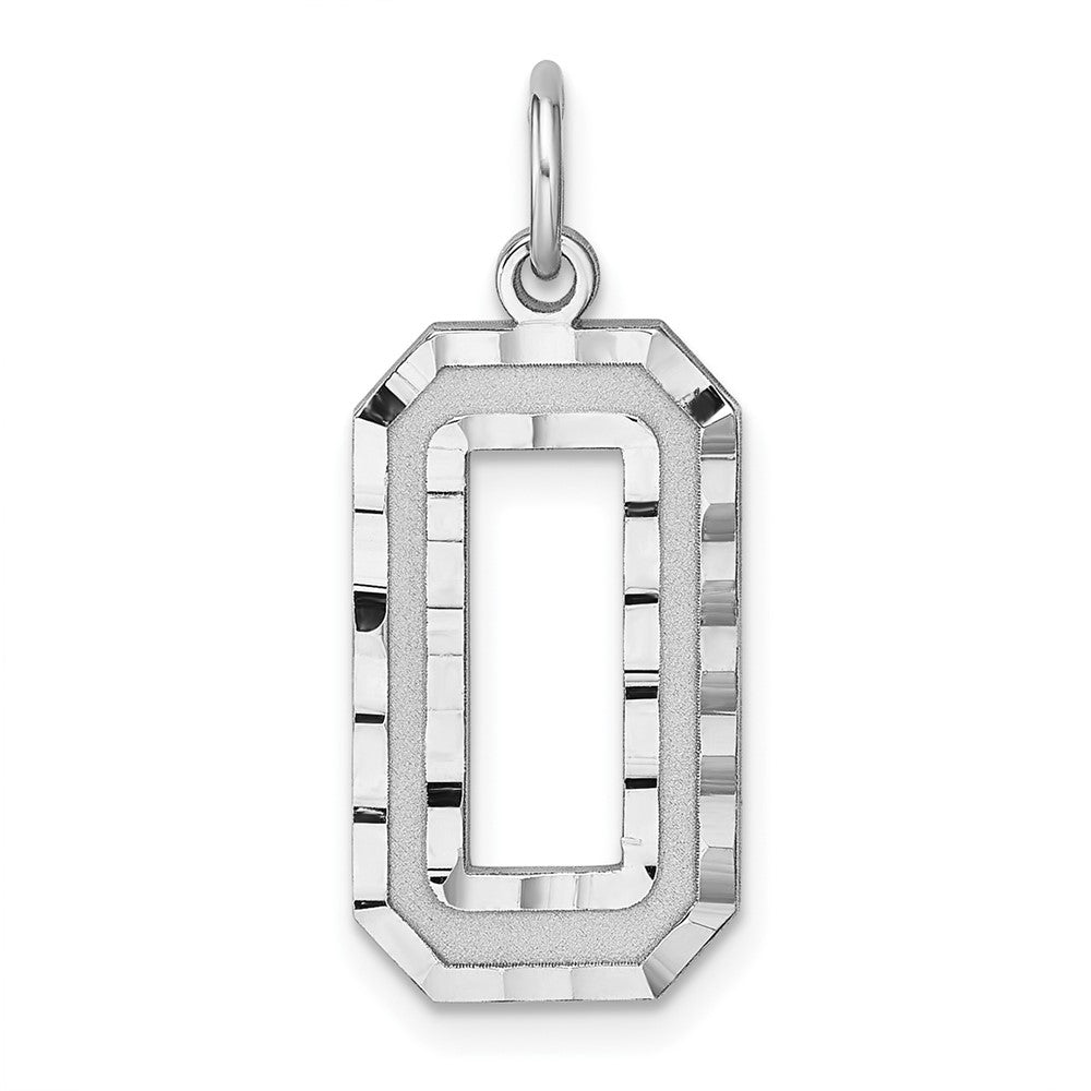 Sterling Silver Rhodium-plated Large Diamond-cut #0 Charm QLN00