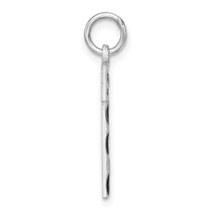 Sterling Silver Rhodium-plated Large Diamond-cut #1 Charm QLN01