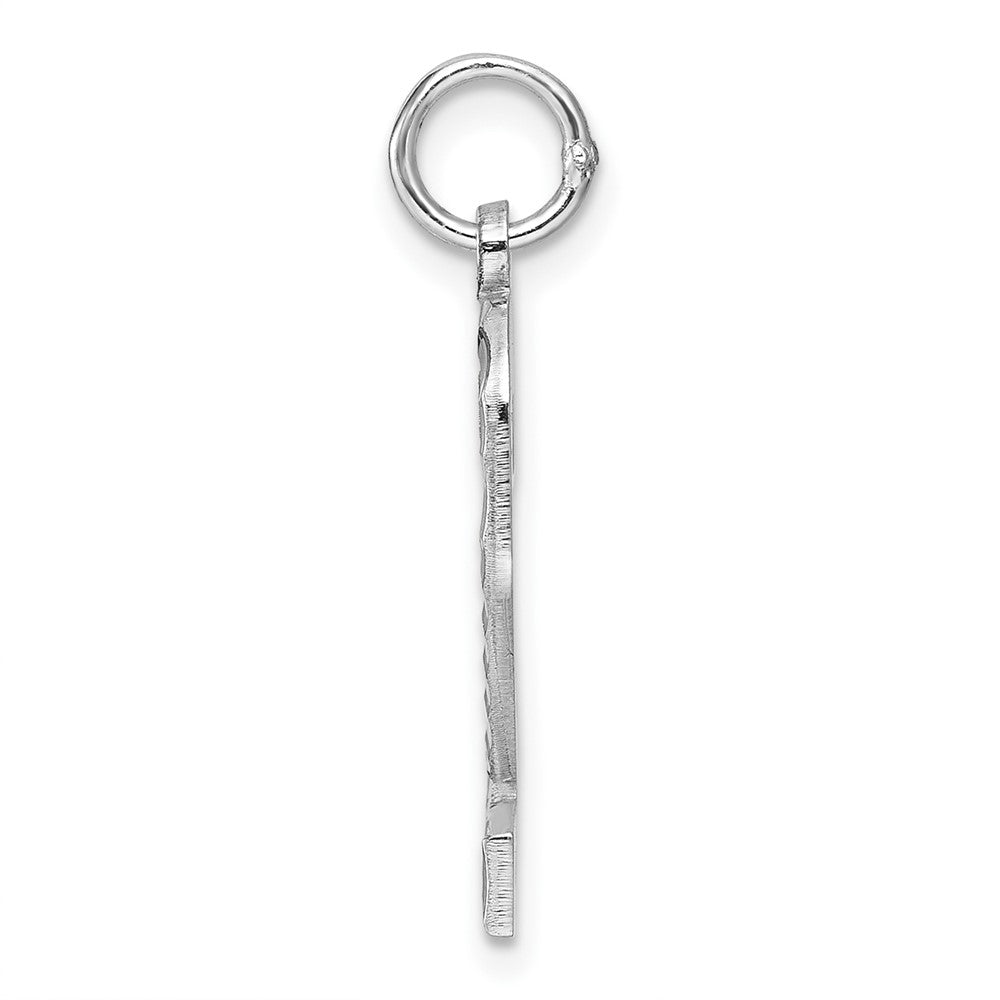 Sterling Silver Rhodium-plated Large Diamond-cut #2 Charm QLN02
